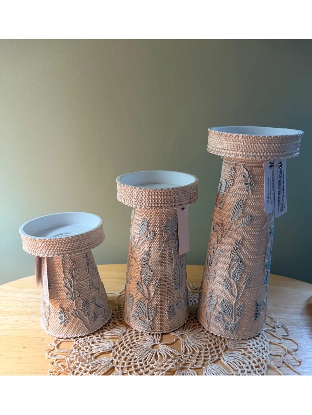 Red Leaf Home Luxury Tapers Candle Holders Set with Smokeless Dripless Cotton Wt